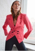 Vintage Pink Wool Double Breasted Blazer Jacket