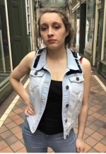 vintage rework denim sequin mermaid peacock retro