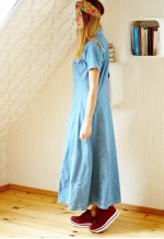 Light blue denim midi dress