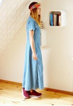 Light blue denim midi dress