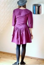 Purple wide oversized collar cotton vintage dress