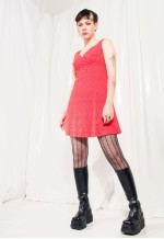 Vintage Dress 60s Mod Lace Mini in Red