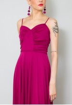 70's Vintage Pink Evening Hankerchief Hem Slip Midi Dress