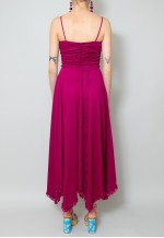 70's Vintage Pink Evening Hankerchief Hem Slip Midi Dress