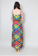 Vintage 70's Harlequin Print Slip Maxi Dress