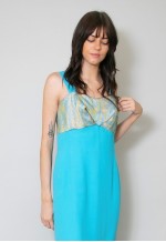 60's Vintage Sleeveless Evening Gold Brocade Maxi Dress