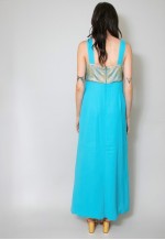 60's Vintage Sleeveless Evening Gold Brocade Maxi Dress