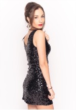 Sequin V-neck Sleeveless Party Dress in Black CY