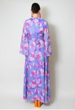 Vera Mont 70's Vintage Purple Floral Wide Sleeve Maxi Dress