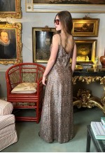Jintys 70's Vintage Snakeskin Lurex Brown Animal Maxi Dress
