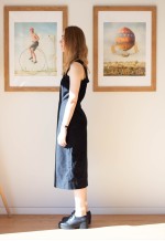 Black sleeveless handmade midi vintage dress