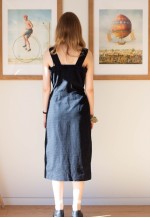 Black sleeveless handmade midi vintage dress