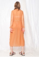 Vintage Slip Dress 70s Sheer Nightgown Robe in Orange