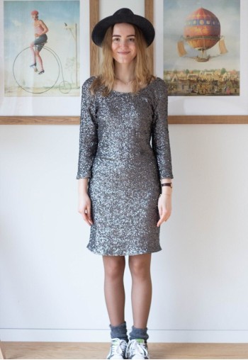 Silver grey sequin dress
