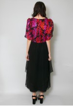 Vintage 70's MKA Modell Black Short Sleeve Midi Dress