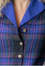 Vintage 60's Purple/Green Checked Wool Long Sleeved Dress