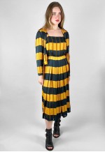 Murek Modell Vintage 70's Yellow Black Stripe Midi Dress Top
