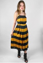 Murek Modell Vintage 70's Yellow Black Stripe Midi Dress Top