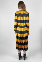 Murek Modell Vintage 70's Yellow Black Stripe Midi Dress Top