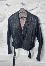 Vintage 80s Biker black Leather Jacket - S