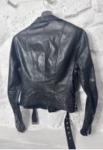 Vintage 80s Biker black Leather Jacket - S