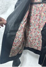 Vintage 80s Biker black Leather Jacket - S