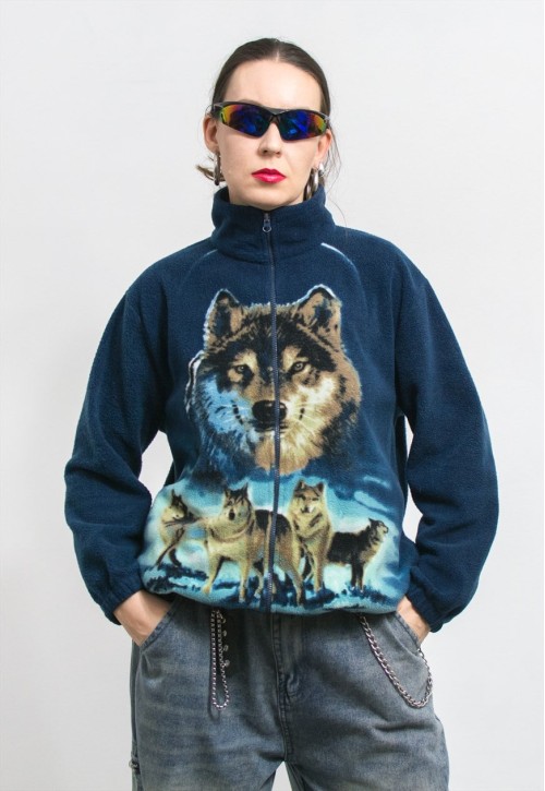 Fleece vintage jacket Wolves women size M