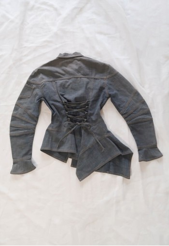 vintage y2k glam minimalism Corset Lace Up Denim Jacket