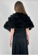 Vintage 70's Black Feather Stole Cape Jacket One Size
