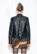 Vintage Y2K Racing Style Leather Jacket in Black