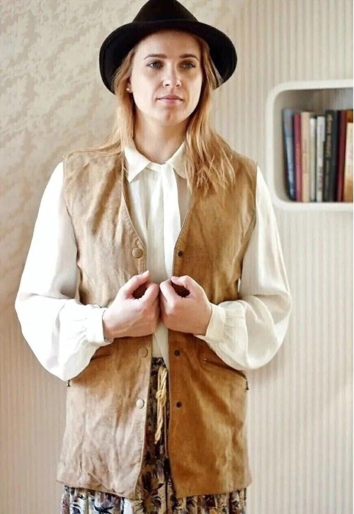 Light brown suede waistcoat