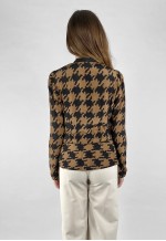 80's Vintage Brown Black Dogtooth Pussy Bow Jacket