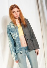 Vintage Half Blazer 90s Reworked Bleach Dye Denim Jacket