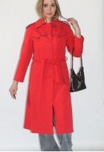 Vintage Petite 70's Red Wool Blend Fitted Trench Coat