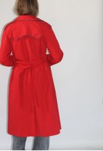 Vintage Petite 70's Red Wool Blend Fitted Trench Coat