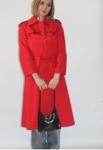 Vintage Petite 70's Red Wool Blend Fitted Trench Coat