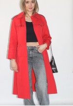 Vintage Petite 70's Red Wool Blend Fitted Trench Coat