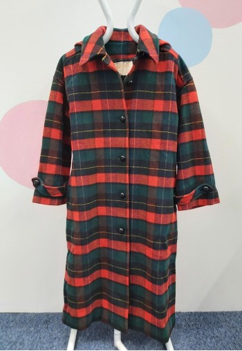 1950s Vintage Wool Plaid Coat Red