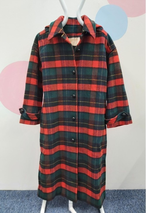 1950s Vintage Wool Plaid Coat Red