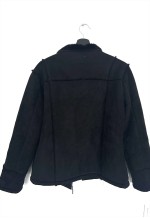 Suede Faux Fur Sherpa Black Coat - M
