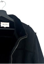 Suede Faux Fur Sherpa Black Coat - M