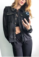 Tweed Black Glam Chic Shirt Jacket - S