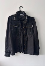 Tweed Black Glam Chic Shirt Jacket - S