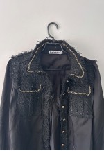 Tweed Black Glam Chic Shirt Jacket - S